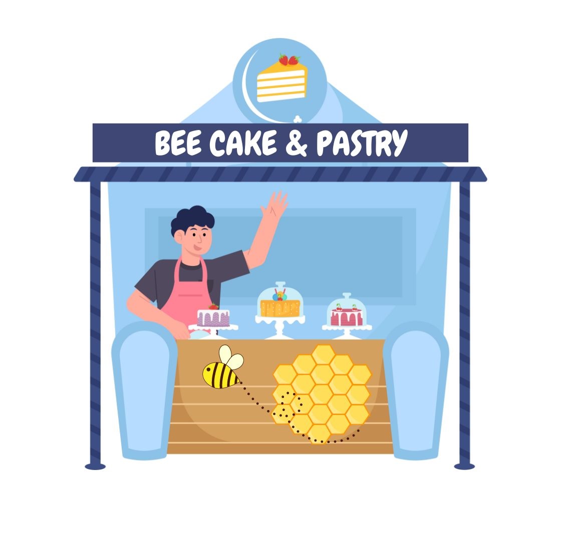 bee cake and pastry